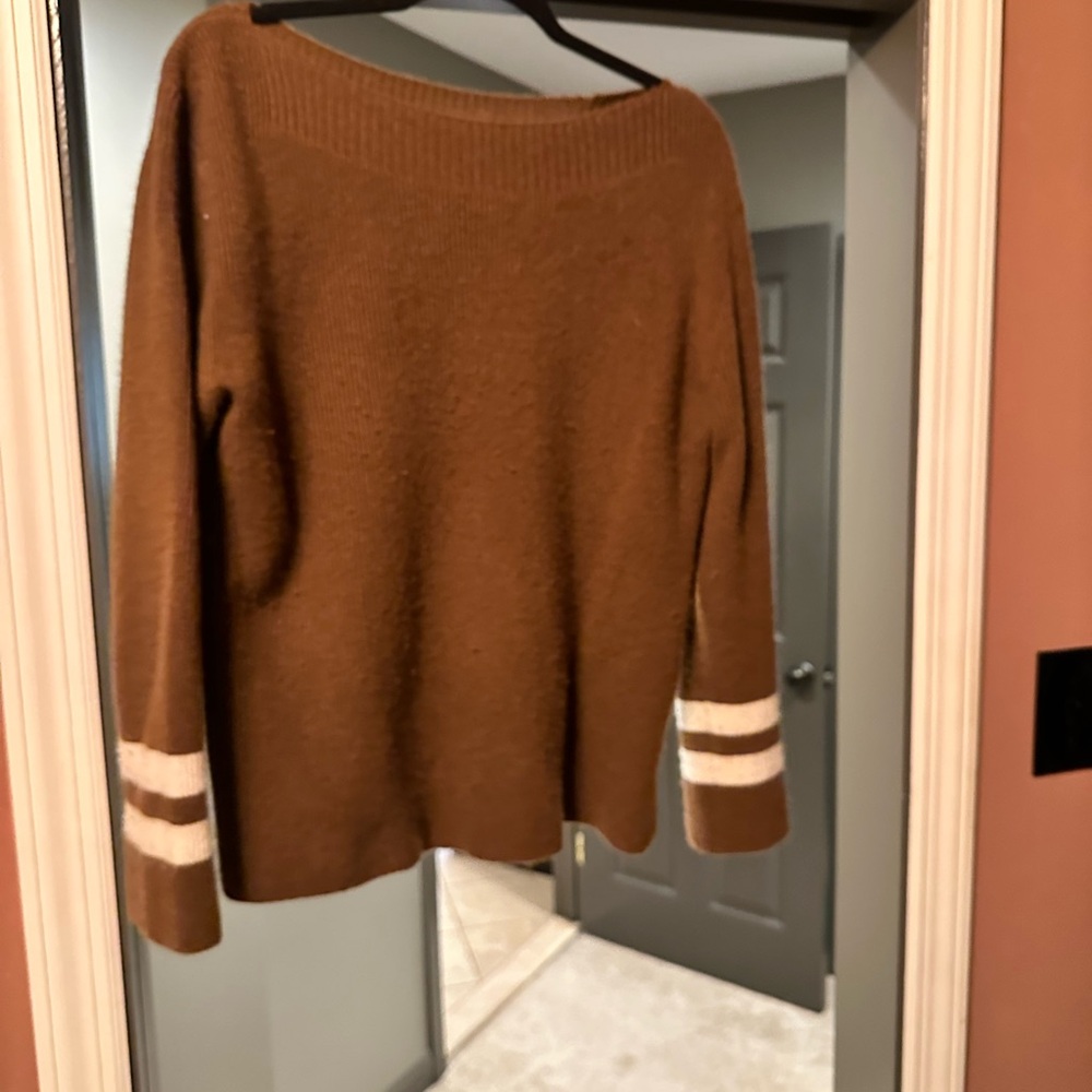 J. Crew Cashmere Sweater with White Accents
